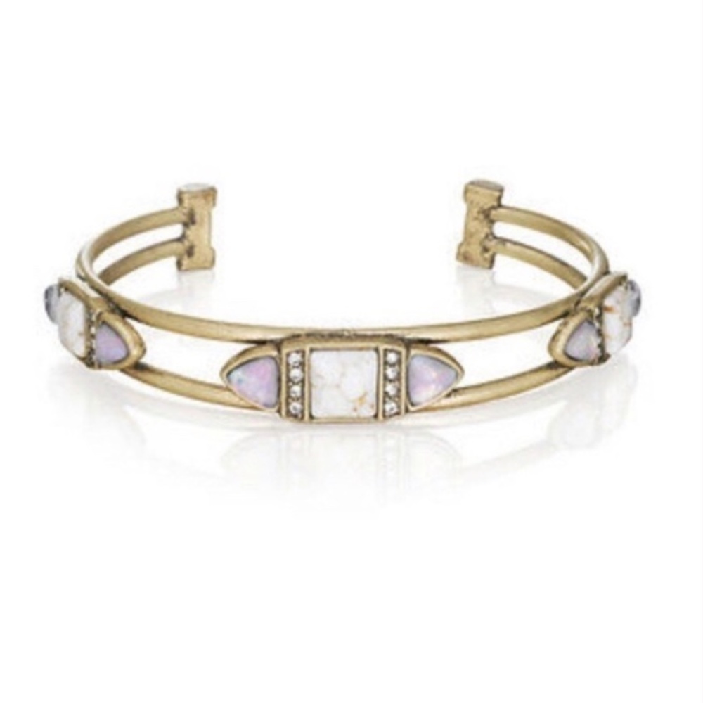 Chloe + Isabelle Lunette Cuff Bracelet Opalescent Cabochon & Crystal Pave
